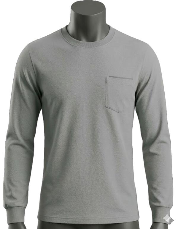 Kışlık B.yaka Gri %100 Pamuklu Sol Göğüs Cepli